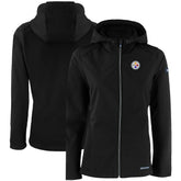 Pittsburgh Steelers Cutter & Buck Women's Evoke Eco Softshell Recycled Full-Zip Hooded Jacket Black | NFL