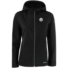 Pittsburgh Steelers Cutter & Buck Women's Evoke Eco Softshell Recycled Full-Zip Hooded Jacket Black | NFL