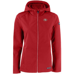 San Francisco 49ers Cutter & Buck Women's Evoke Eco Softshell Recycled Full-Zip Hooded Jacket Scarlet | NFL