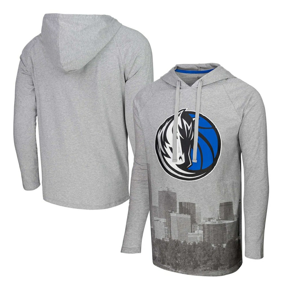 Dallas Mavericks Stadium Essentials Atrium Raglan Long Sleeve Hoodie T-Shirt Heather Gray - NBA