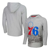 Philadelphia 76ers Stadium Essentials Atrium Raglan Long Sleeve Hoodie T-Shirt Heather Gray - NBA
