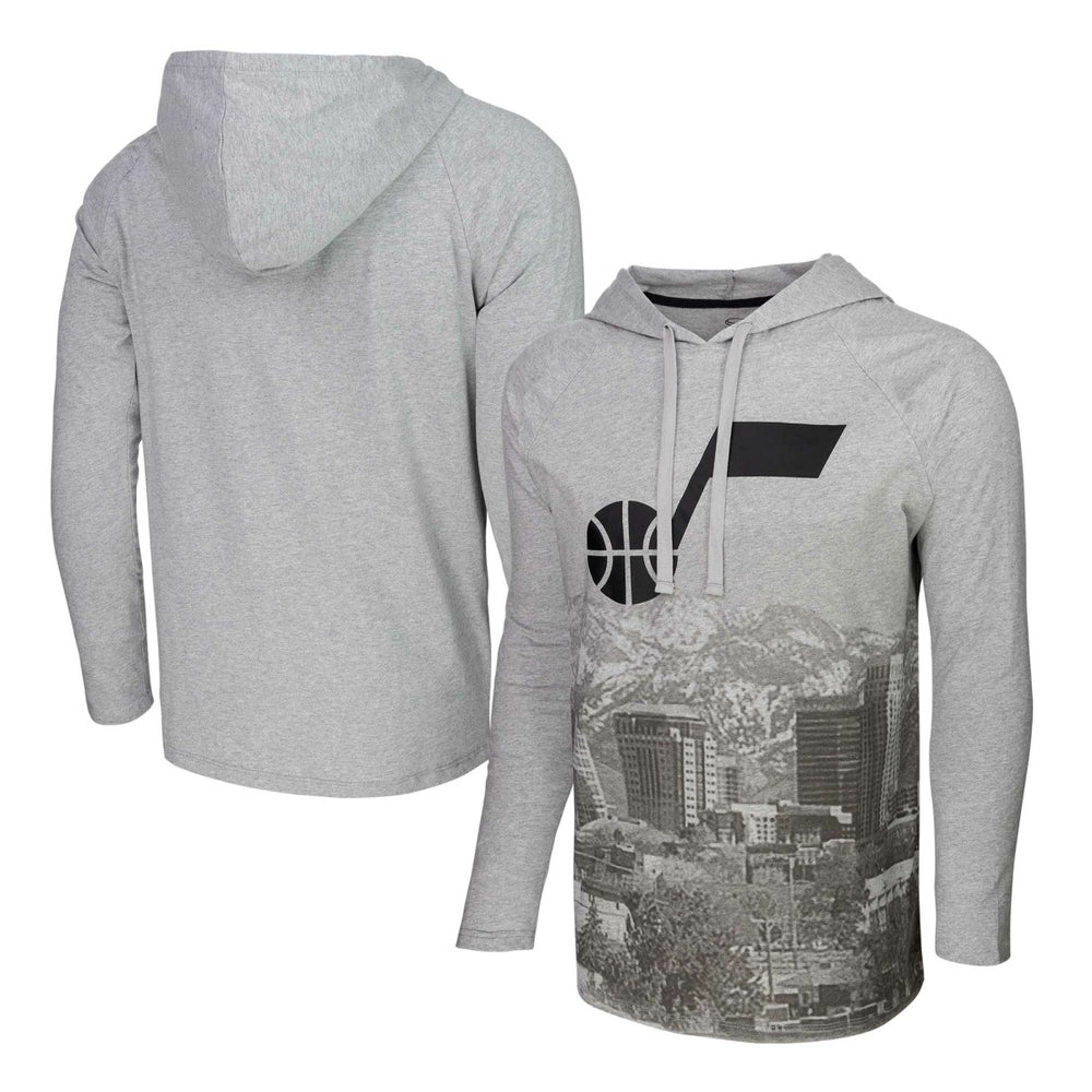 Utah Jazz Stadium Essentials Atrium Raglan Long Sleeve Hoodie T-Shirt Heather Gray - NBA