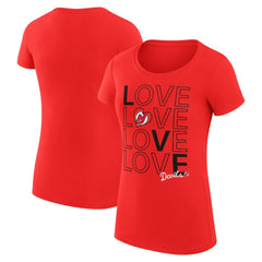 New Jersey Devils G-III 4Her by Carl Banks Women's Super-Slim Fit Lightweight Hockey Love T-Shirt - Red - NHL