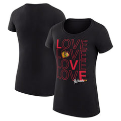 Chicago Blackhawks G-III 4Her by Carl Banks Women's Super-Slim Fit Lightweight Hockey Love T-Shirt - Black - NHL