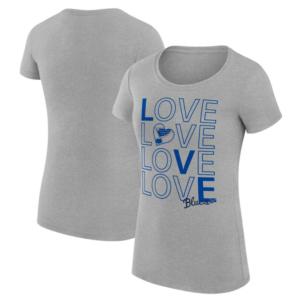 St. Louis Blues G-III 4Her by Carl Banks Women's Super-Slim Fit Lightweight Hockey Love T-Shirt - Heather Gray - NHL