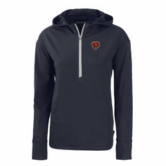 Chicago Bears Cutter & Buck Women's Throwback Daybreak Eco Recycled Half-Zip Hoodie Navy | NFL