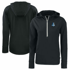 Detroit Lions Cutter & Buck Women's Throwback Daybreak Eco Recycled Half-Zip Hoodie Black | NFL