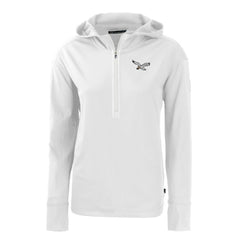 Philadelphia Eagles Cutter & Buck Women's Throwback Daybreak Eco Recycled Half-Zip Hoodie White | NFL