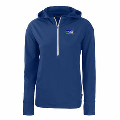 Seattle Seahawks Cutter & Buck Women's Throwback Daybreak Eco Recycled Half-Zip Hoodie Blue | NFL