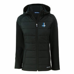 Detroit Lions Cutter & Buck Women's Throwback Evoke Hybrid Eco Softshell Recycled Full-Zip Hoodie Jacket Black | NFL