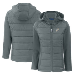 New Orleans Saints Cutter & Buck Women's Throwback Evoke Hybrid Eco Softshell Recycled Full-Zip Hoodie Jacket Gray | NFL