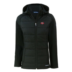 San Francisco 49ers Cutter & Buck Women's Throwback Evoke Hybrid Eco Softshell Recycled Full-Zip Hoodie Jacket Black | NFL