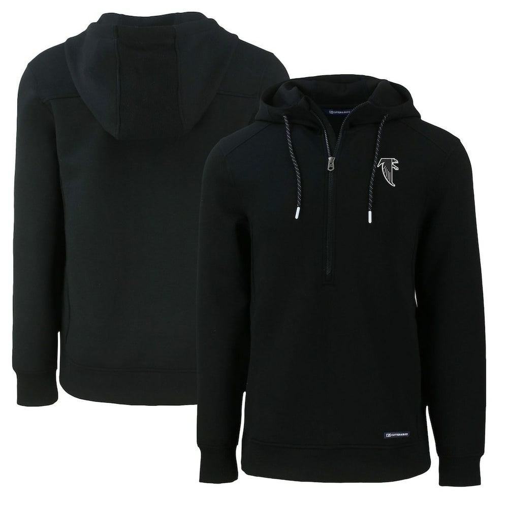 Atlanta Falcons Cutter & Buck Throwback Roam Eco Half-Zip Recycled Pullover Hoodie Black | NFL