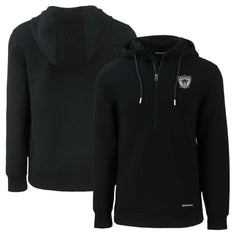 Las Vegas Raiders Cutter & Buck Throwback Roam Eco Half-Zip Recycled Pullover Hoodie Black | NFL