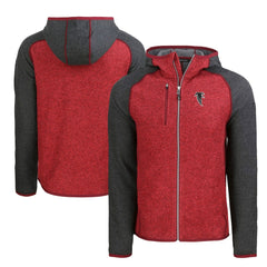 Atlanta Falcons Cutter & Buck Throwback Mainsail Sweater-Knit Full-Zip Hoodie Heather Red/Heather Charcoal | NFL