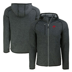Buffalo Bills Cutter & Buck Throwback Mainsail Sweater-Knit Full-Zip Hoodie Heather Charcoal | NFL