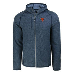 Chicago Bears Cutter & Buck Throwback Mainsail Sweater-Knit Full-Zip Hoodie Heather Navy | NFL