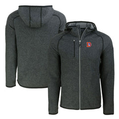 Denver Broncos Cutter & Buck Throwback Mainsail Sweater-Knit Full-Zip Hoodie Heather Charcoal | NFL