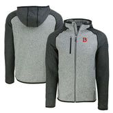 Denver Broncos Cutter & Buck Throwback Mainsail Sweater-Knit Full-Zip Hoodie Heather Gray/Heather Charcoal | NFL