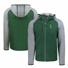 Green Bay Packers Cutter & Buck Throwback Mainsail Sweater-Knit Full-Zip Hoodie Heather Green/Heather Gray | NFL