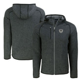 Las Vegas Raiders Cutter & Buck Throwback Mainsail Sweater-Knit Full-Zip Hoodie Heather Charcoal | NFL
