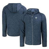 Los Angeles Chargers Cutter & Buck Throwback Mainsail Sweater-Knit Full-Zip Hoodie Heather Navy | NFL