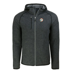 Miami Dolphins Cutter & Buck Throwback Mainsail Sweater-Knit Full-Zip Hoodie Heather Charcoal | NFL