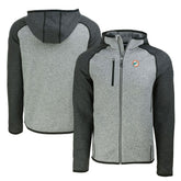 Miami Dolphins Cutter & Buck Throwback Mainsail Sweater-Knit Full-Zip Hoodie Heather Gray/Heather Charcoal | NFL