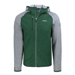 New York Jets Cutter & Buck Throwback Mainsail Sweater-Knit Full-Zip Hoodie Heather Green/Heather Gray | NFL