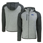 Seattle Seahawks Cutter & Buck Throwback Mainsail Sweater-Knit Full-Zip Hoodie Heather Gray/Heather Charcoal | NFL