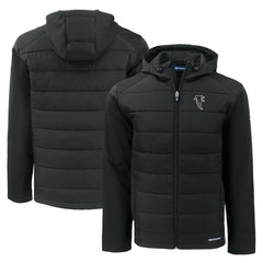 Atlanta Falcons Cutter & Buck Throwback Evoke Hybrid Eco Softshell Recycled Full-Zip Hoodie Jacket Black | NFL