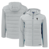 Atlanta Falcons Cutter & Buck Throwback Evoke Hybrid Eco Softshell Recycled Full-Zip Hoodie Jacket Gray | NFL