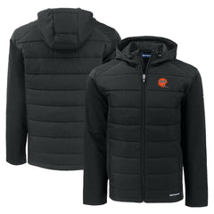 Cincinnati Bengals Cutter & Buck Throwback Evoke Hybrid Eco Softshell Recycled Full-Zip Hoodie Jacket Black | NFL