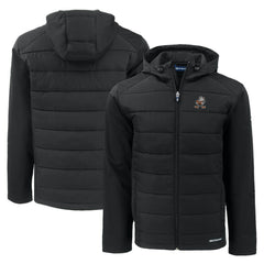 Cleveland Browns Cutter & Buck Throwback Evoke Hybrid Eco Softshell Recycled Full-Zip Hoodie Jacket Black | NFL