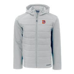 Denver Broncos Cutter & Buck Throwback Evoke Hybrid Eco Softshell Recycled Full-Zip Hoodie Jacket Gray | NFL