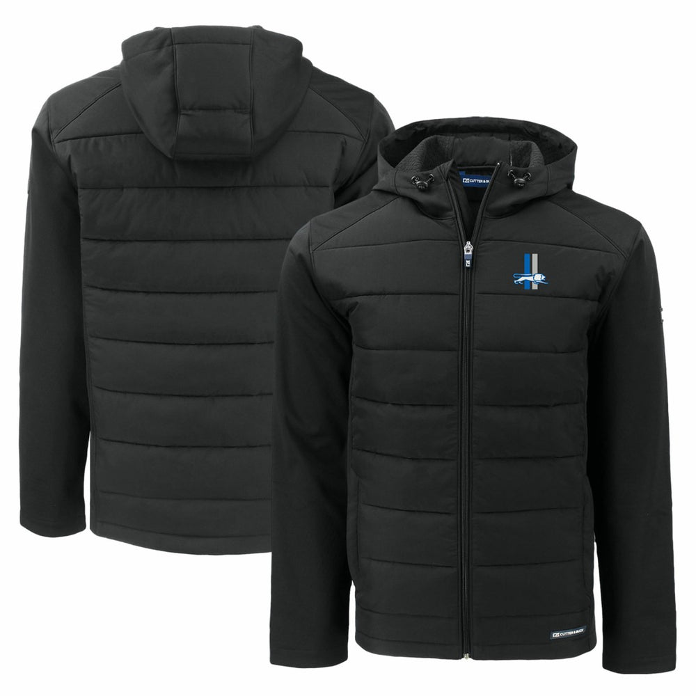 Detroit Lions Cutter & Buck Throwback Evoke Hybrid Eco Softshell Recycled Full-Zip Hoodie Jacket Black | NFL