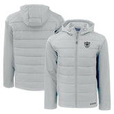 Las Vegas Raiders Cutter & Buck Throwback Evoke Hybrid Eco Softshell Recycled Full-Zip Hoodie Jacket Gray | NFL