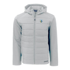 Los Angeles Chargers Cutter & Buck Throwback Evoke Hybrid Eco Softshell Recycled Full-Zip Hoodie Jacket Gray | NFL