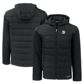 Miami Dolphins Cutter & Buck Throwback Evoke Hybrid Eco Softshell Recycled Full-Zip Hoodie Jacket Black | NFL