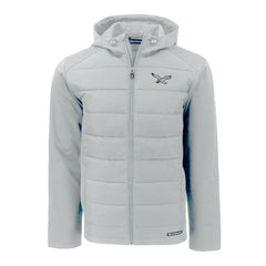 Philadelphia Eagles Cutter & Buck Throwback Evoke Hybrid Eco Softshell Recycled Full-Zip Hoodie Jacket Gray | NFL