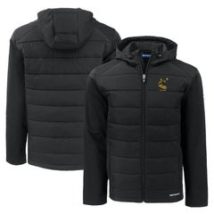 Pittsburgh Steelers Cutter & Buck Throwback Evoke Hybrid Eco Softshell Recycled Full-Zip Hoodie Jacket Black | NFL