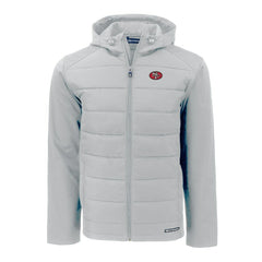 San Francisco 49ers Cutter & Buck Throwback Evoke Hybrid Eco Softshell Recycled Full-Zip Hoodie Jacket Gray | NFL