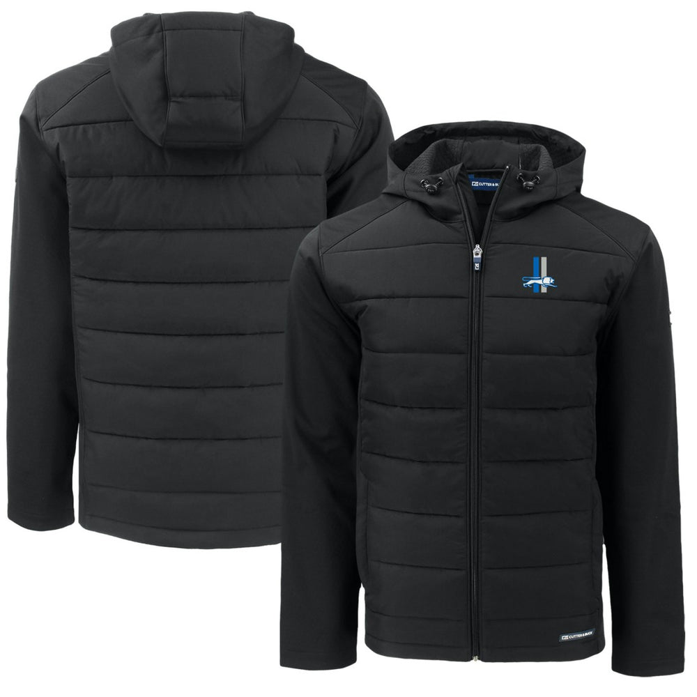 Detroit Lions Cutter & Buck Throwback Big & Tall Evoke Hybrid Eco Softshell Recycled Full-Zip Jacket Black | NFL