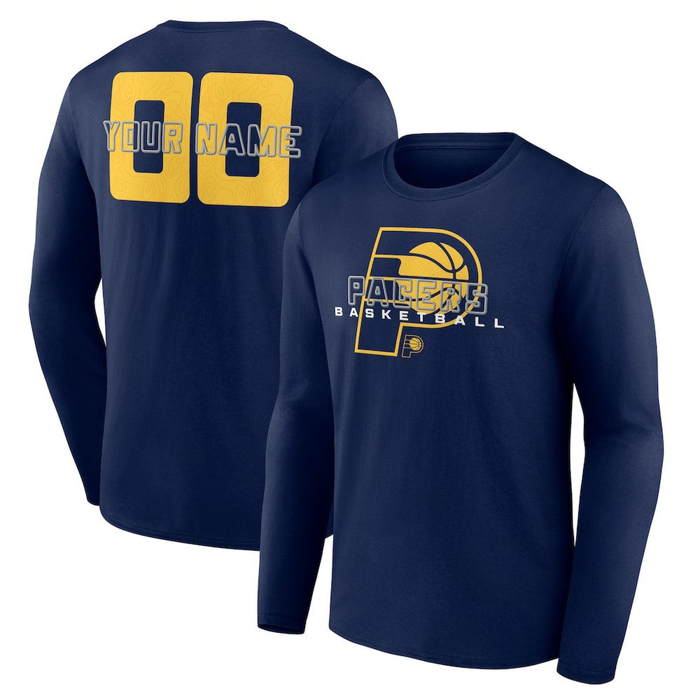 Indiana Pacers Stellar Personalized Name & Number Long Sleeve T-Shirt Navy - NBA