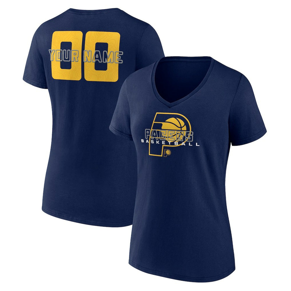 Indiana Pacers Women's Stellar Personalized Name & Number V-Neck T-Shirt Navy - NBA