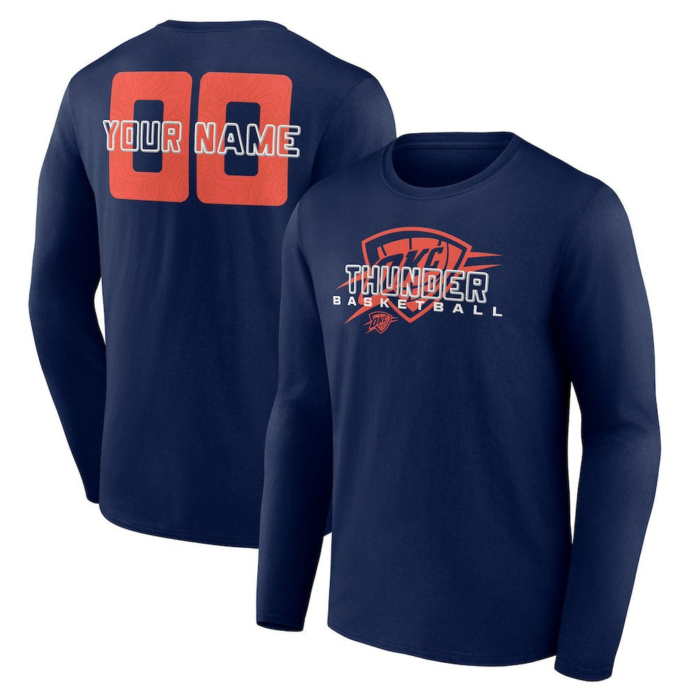 Oklahoma City Thunder Stellar Personalized Name & Number Long Sleeve T-Shirt Navy - NBA