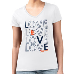 Detroit Tigers G-III 4Her by Carl Banks Women's Super-Slim Fit Lightweight Love Graphic Team V-Neck T-Shirt - MLB