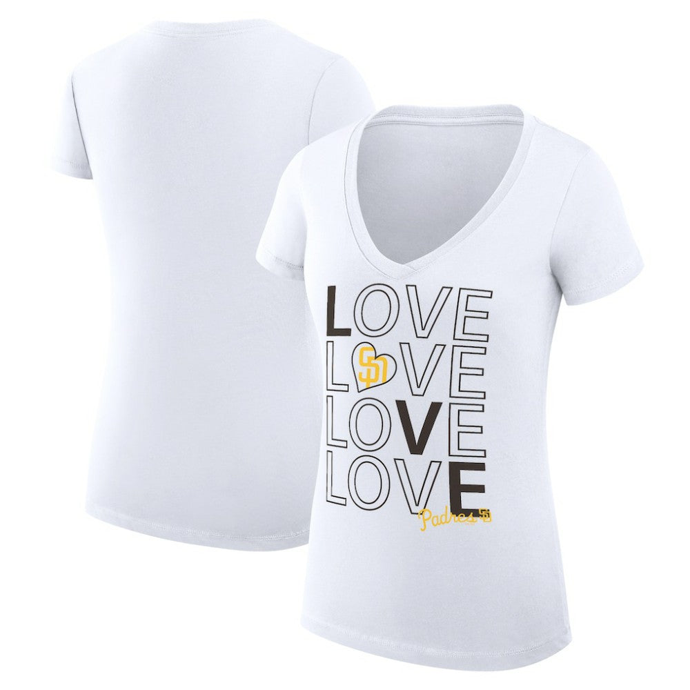 San Diego Padres G-III 4Her by Carl Banks Women's Super-Slim Fit Lightweight Love Graphic Team V-Neck T-Shirt - MLB