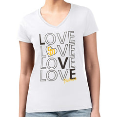San Diego Padres G-III 4Her by Carl Banks Women's Super-Slim Fit Lightweight Love Graphic Team V-Neck T-Shirt - MLB