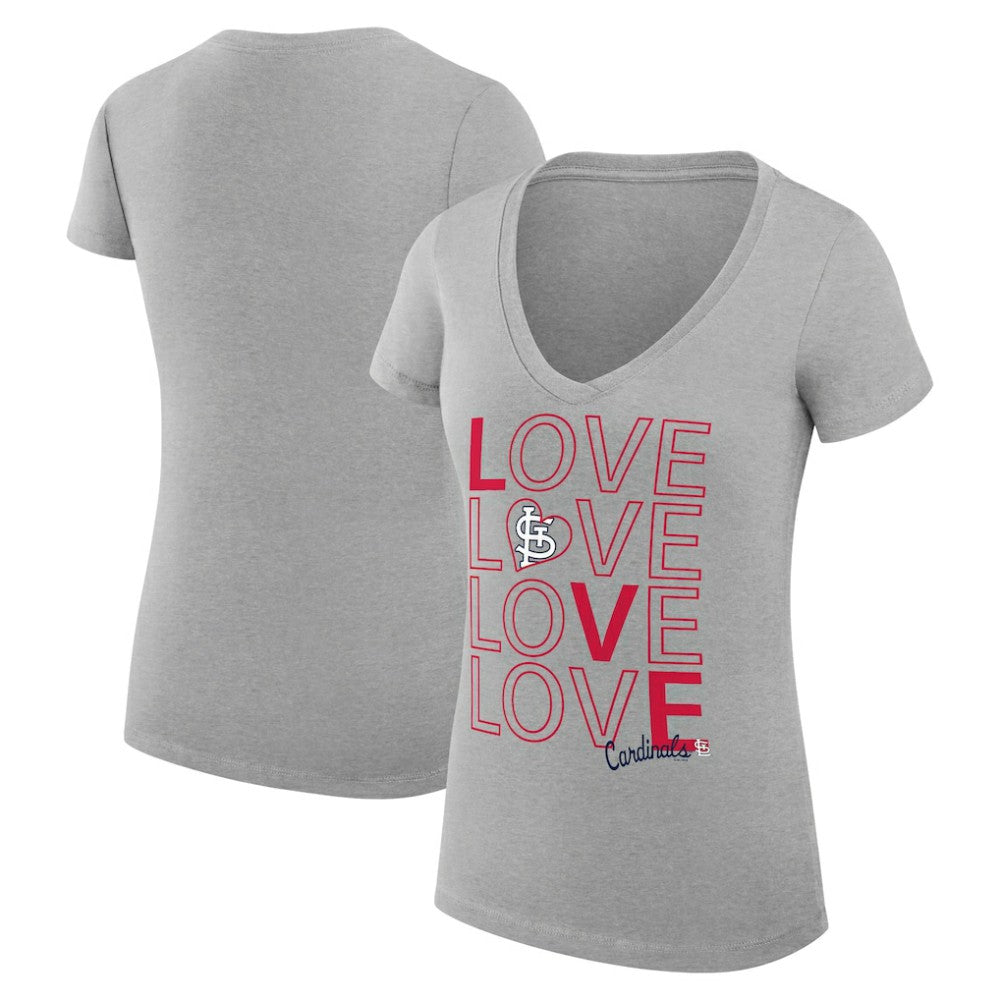 St. Louis Cardinals G-III 4Her by Carl Banks Women's Super-Slim Fit Lightweight Love Graphic Team V-Neck T-Shirt - MLB